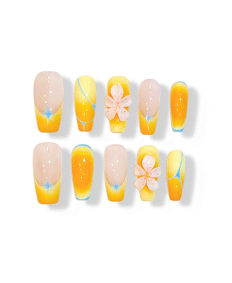 Sgraffito Sunflower · Handmade Finger Nail