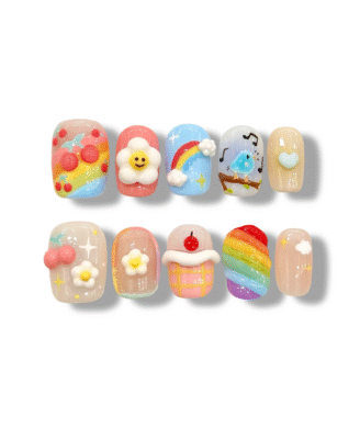 Cotton Candy · Handmade Finger Nail